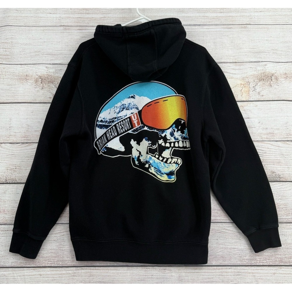 The Duck Company Brian Head Resort Hoodie Mens Medium Black Skull Zip Up LS14003